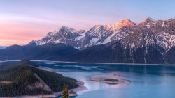 Amazing Beautiful Mountain Valley with Lake and Old Forest