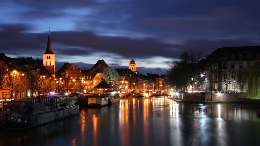 Amazing Beautiful Night City and Lake