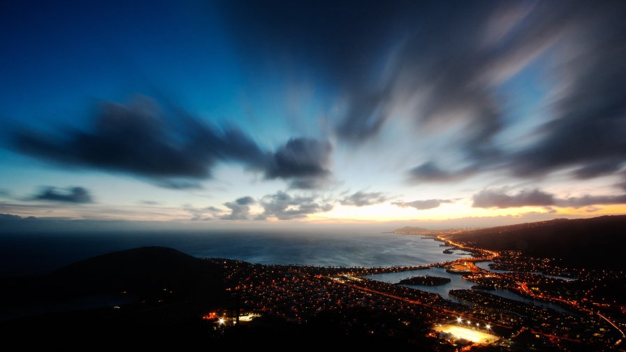 Amazing Beautiful Night City and Sea