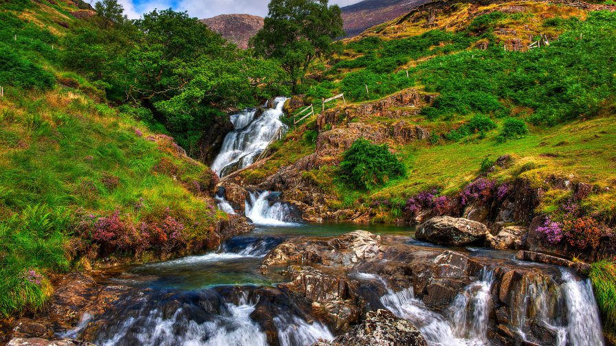 Amazing Beautiful Waterfall in the Mountains