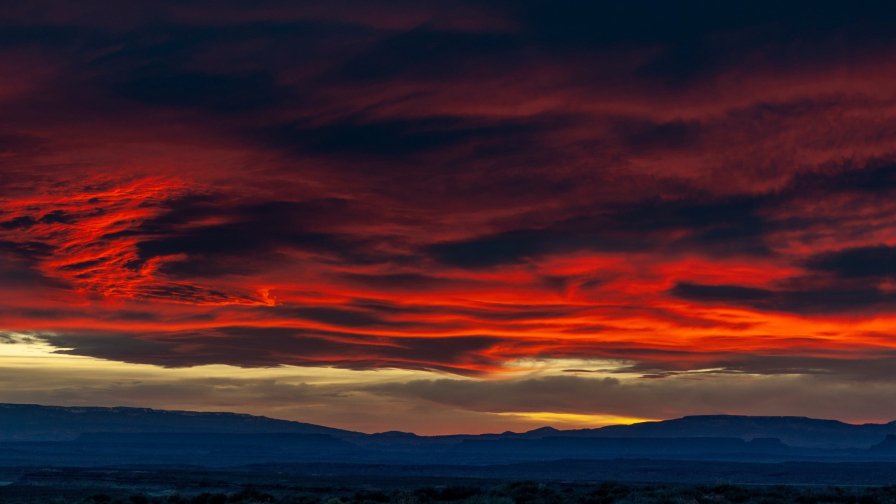 Amazing Mystical Red Sunset and Wasteland