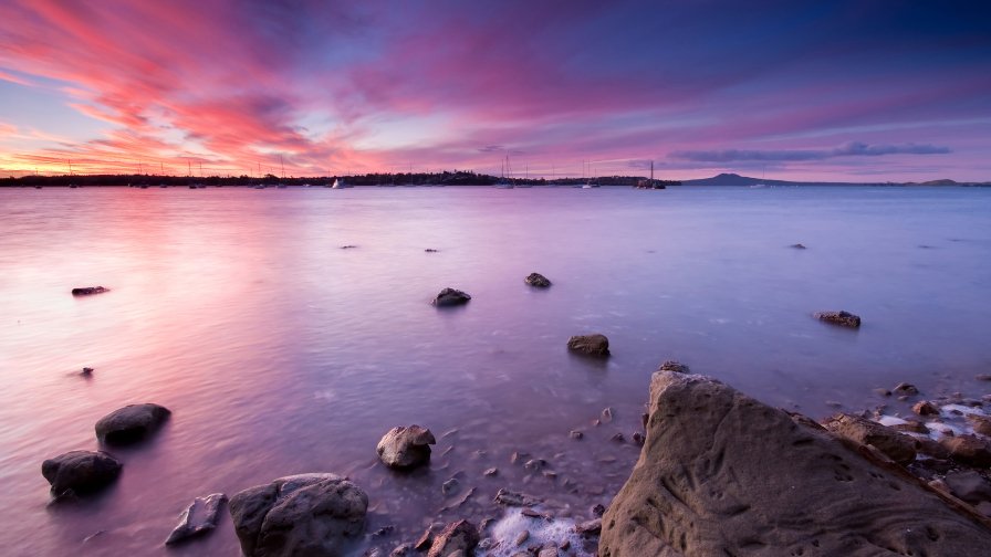 Amazing Pink Lake and Sunset