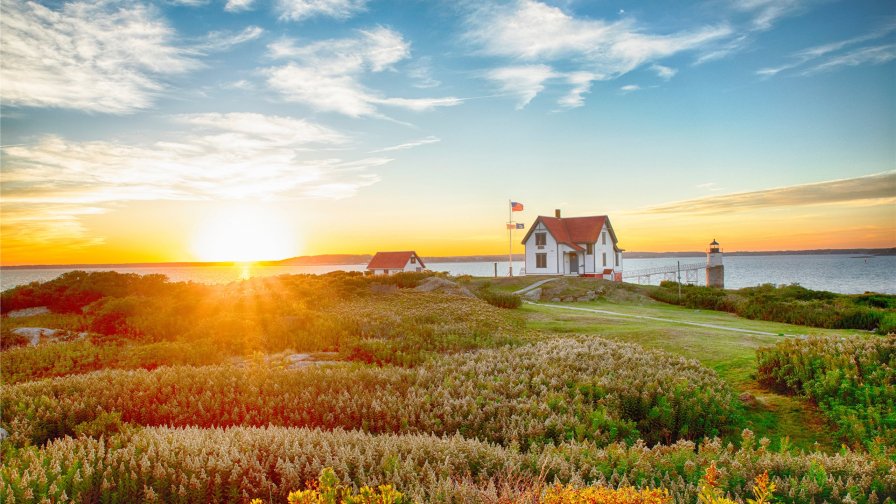 Amazing Sunrise and Single House