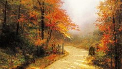 Autumn Lane by Thomas Kinkade