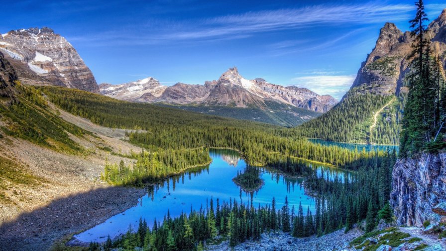 Beautiful Blue Lake in Mountain Valley