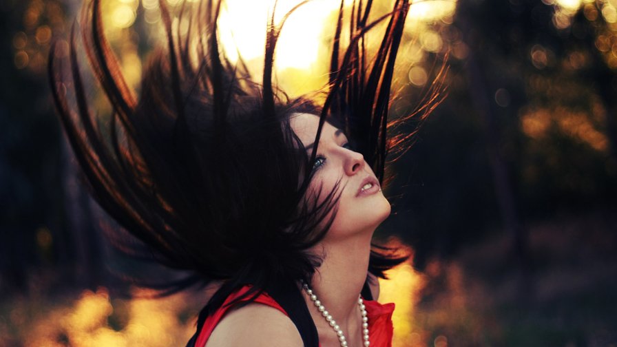 Beautiful Brown Gothic Girl in the Autumn Forest