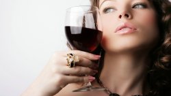 Beautiful Brunette Girl with a Wine Glass