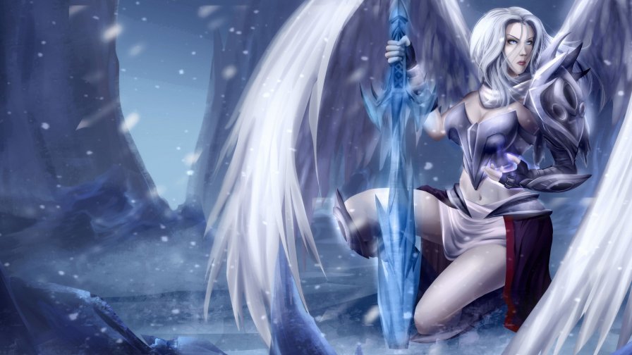 Beautiful Dark Angel with Crystal Sword