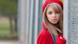 Beautiful Glamour Girl in Red Clothes