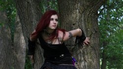 Beautiful Goth Girl with Red Hair