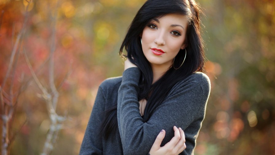 Beautiful Gothic Brunette Girl in Love Portrait