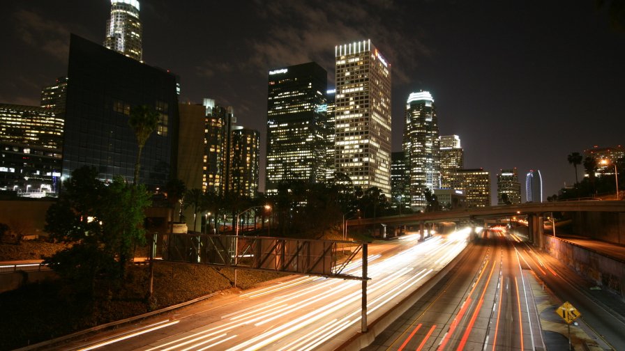Beautiful Night City Lights and Cars on Roads