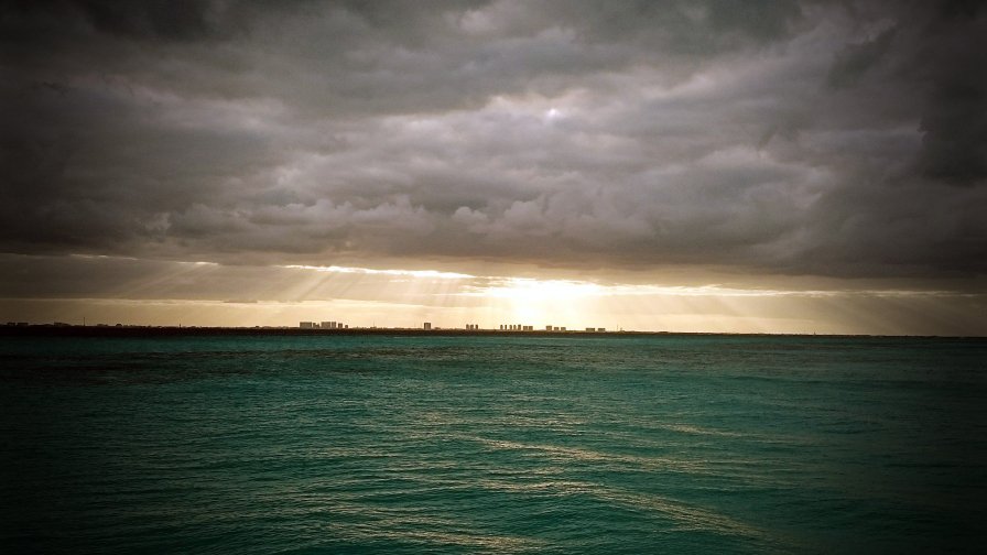 Beautiful Ocean Clouds in the Sky and City