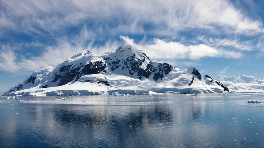 Beautiful Snowcapped Mountains and Big Lake