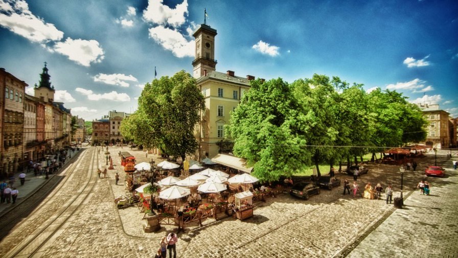 Beautiful Town Hall in Lviv Ukraine West Capital