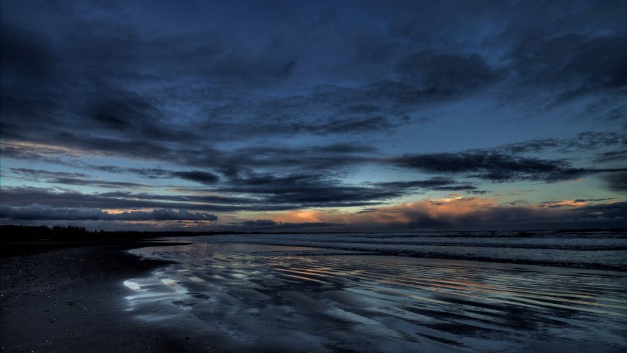 Beautiful Twilight Beach and Waves