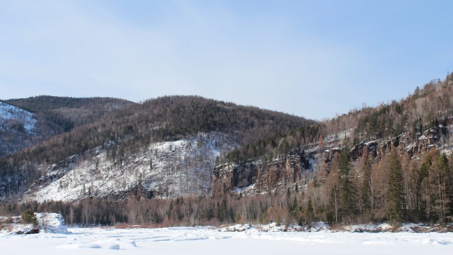 Beautiful Winter Forest and Little Mountains