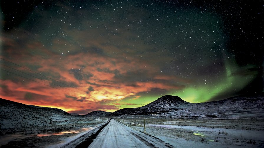 Beautiful Winter Night Field Clouds and Stars in Sky