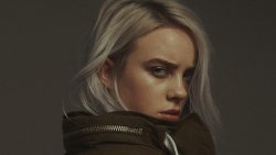 Billie Eilish Pretty Blonde Girl with Serious Face