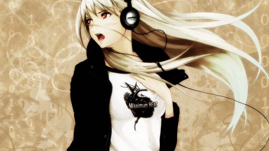 Blonde Girl Listen a Music