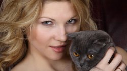 Blonde Girl with Cat