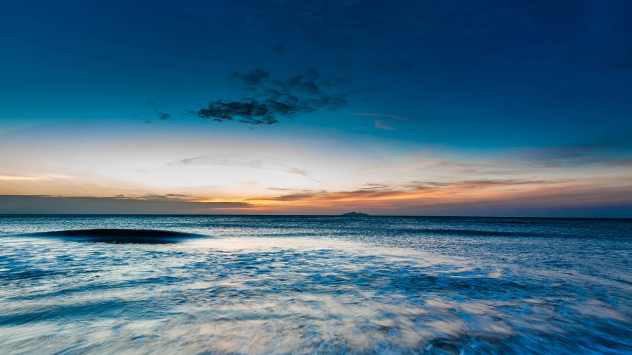 Blue Sky Ocean and Sunset