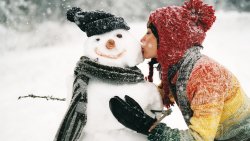 Christmas Girl and Snowman