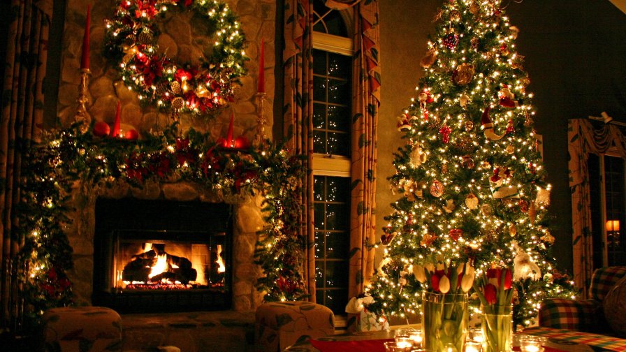 Christmas Tree and Fireplace