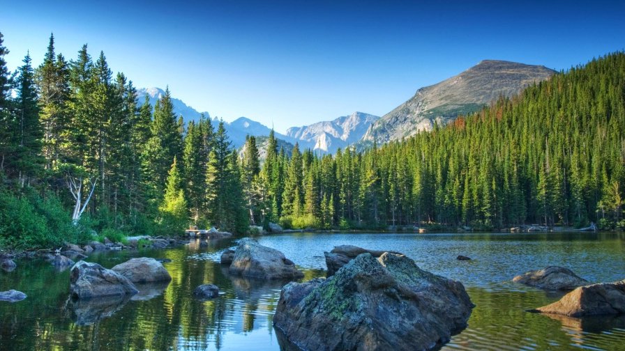 Colorado Lake Rocks and Mountains