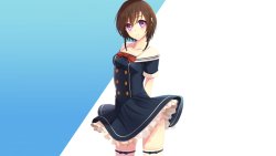 Cute Anime Girl Purple Eyes and Black Dress