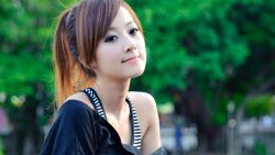 Cute and Beautiful Asian Girl in the Park