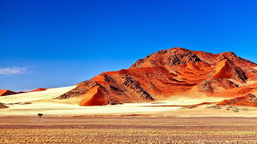 Desert and Beautiful Orange Mountains