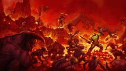 Fire in Hell Doom and Soldier with Shotgun