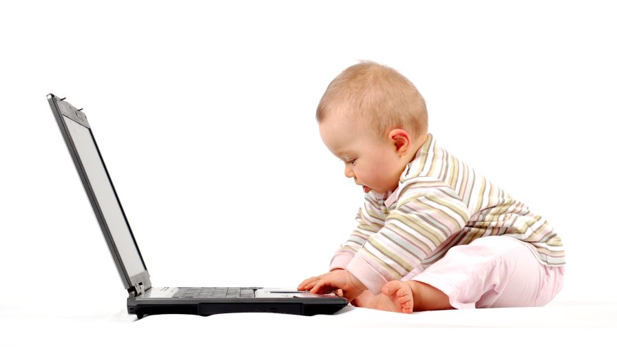 Funny Baby with Laptop