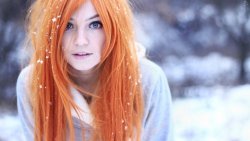 Funny Beautiful Teen Girl with Orange Hair