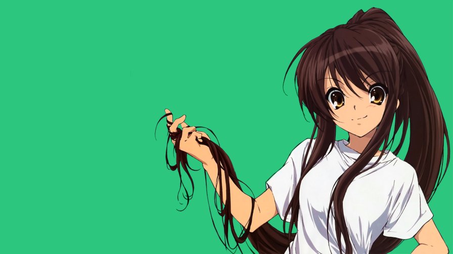 Funny Teen Anime Girl with Beautiful Hair