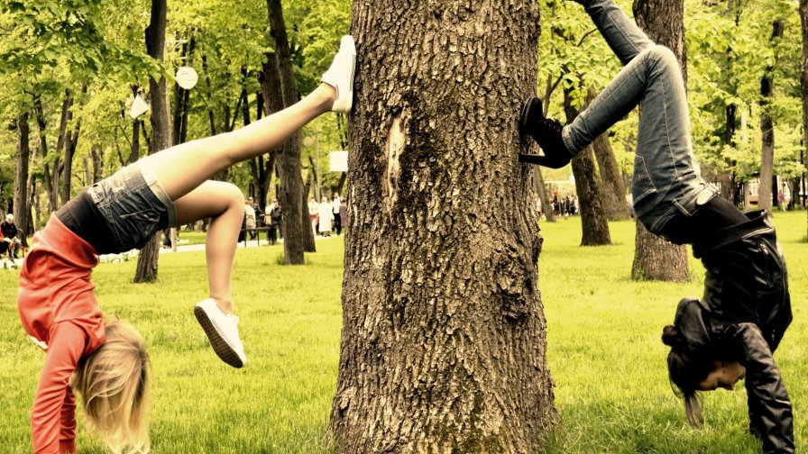 Funny Teen Girls in the Garden