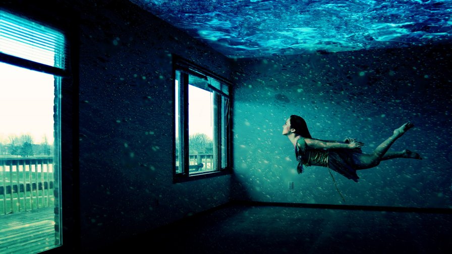 Girl Underwater in the Green Room