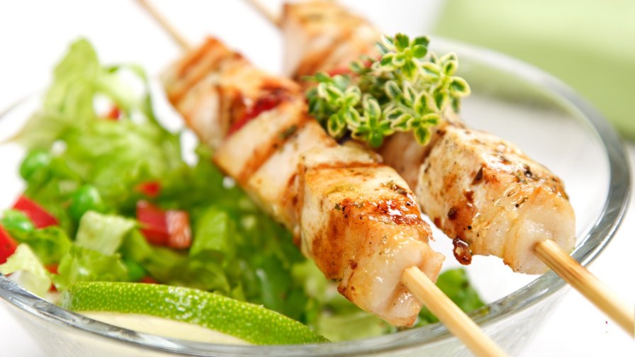 Kebab Skewers with Green Cucumbers