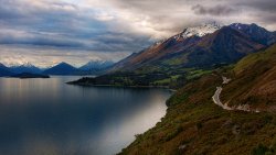 Lake Mountains and Road