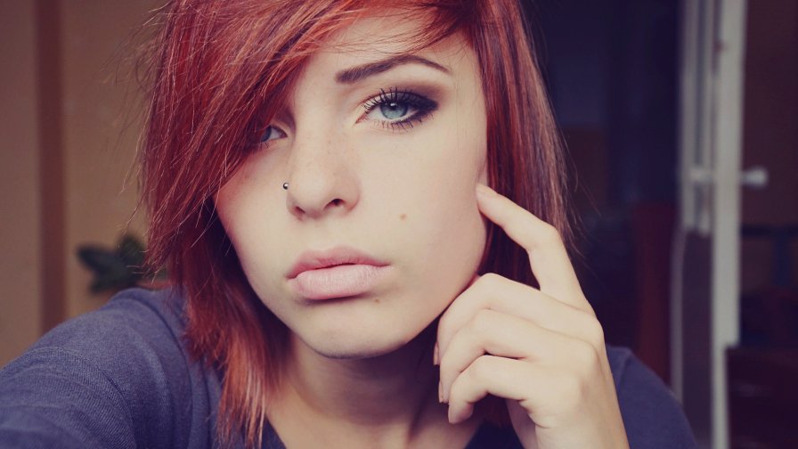 Lana Branishti Beautiful Girl with Piercing Blue Eyes and Red Hair