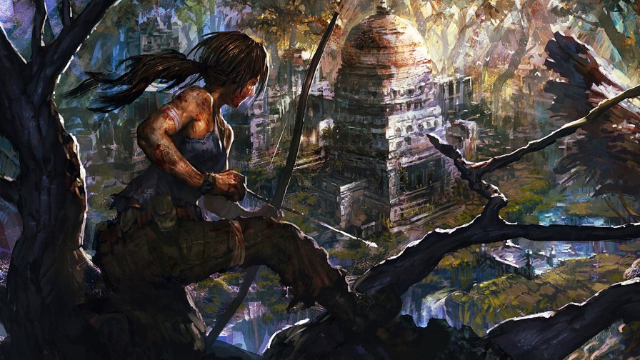 Lara Croft Tomb Raider and Old Lost Palace in Forest