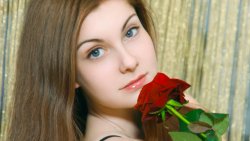 Marta Pretty Young Teen Ukrainian Girl with Red Rose