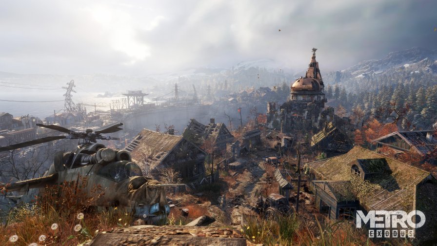 Metro Exodus Wonderful Dead Village with Mountains and Church