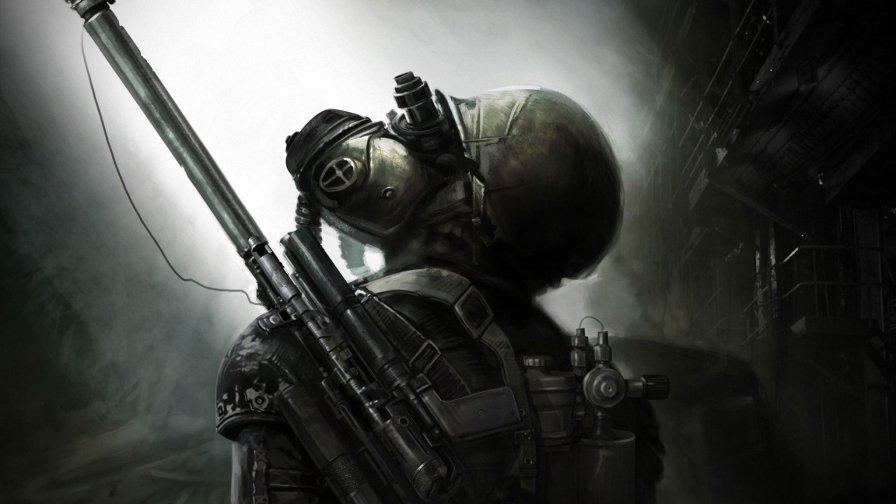 Metro Last Light Dark Tunnel and Artyom with Weapon