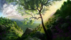 Mountain and Tree Painting Artwork