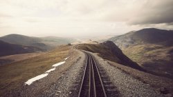 Mountains Clouds and Railroad