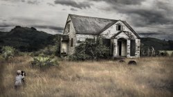 Old House and Children with Camera