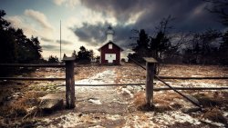 Old Lighthouse and Winter Beach