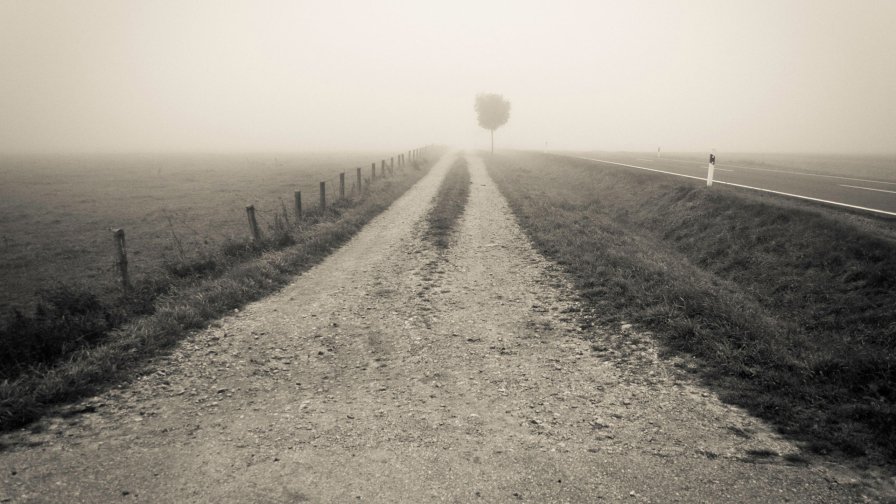 Old Photo Road and Fog